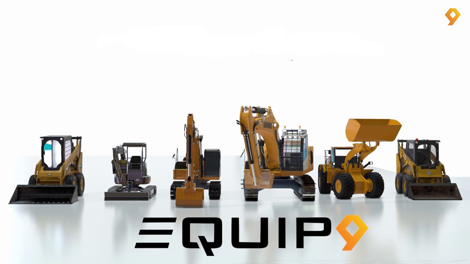 Equip 9 logo with a row of construction machines